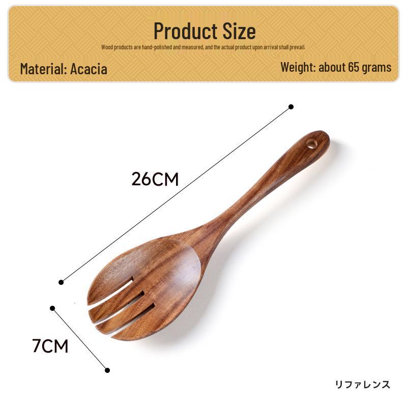Sada kuchyňského náčiní z teakového a akáciového dřeva: Špachtle s dlouhou rukojetí a velká polévková lžíce