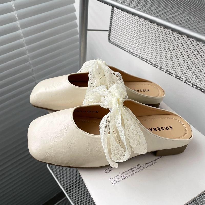 French Gentle Evening Shoes Bag Head Half Slippers Women's Summer Wear 2025 New Models with Skirts One Pedal Single Shoes Sandals
