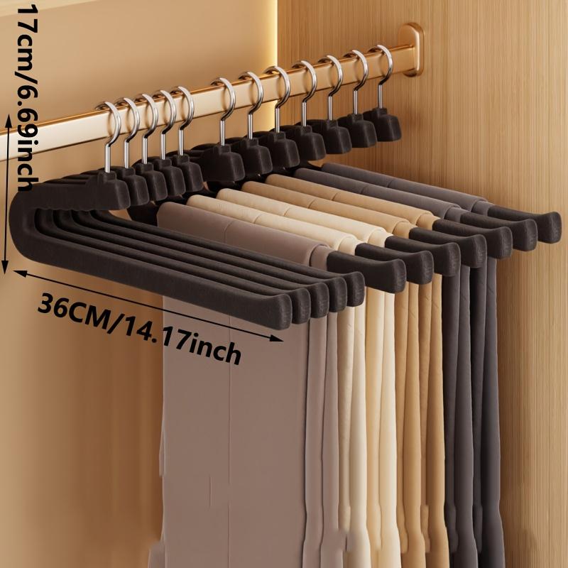 10pcs Flocked Goose-Shaped Pant Hangers, Suitable for Dormitories, Homes, and Schools. Made of Flocked Material, Traceless and Non-slip