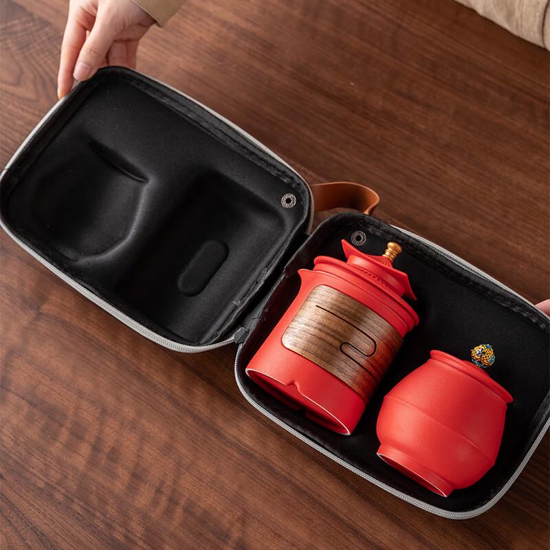 Zhuang Lu Hua Pin Chinese Ceramic Travel Tea Set