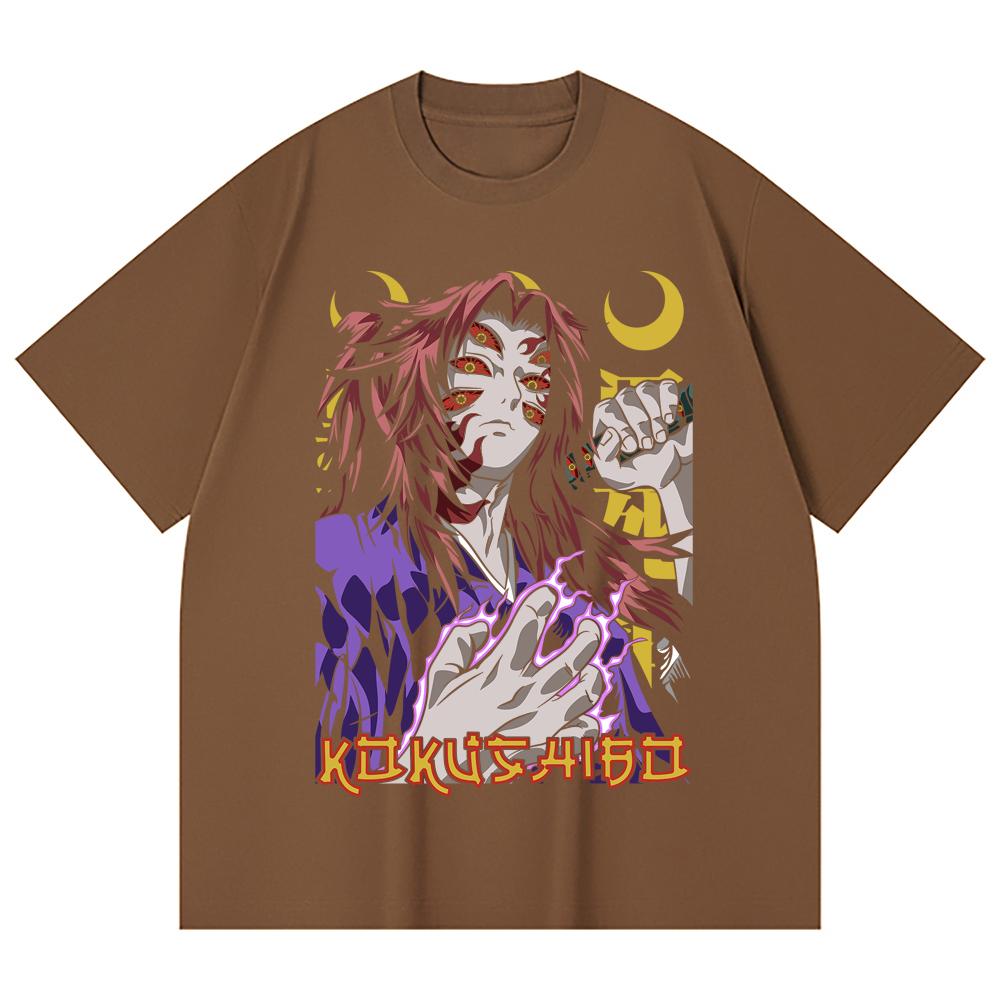 230 Gsm 100% Cotton Demon Slayer V105 Kokushibo Print Unisex Heavy Cotton T Shirt