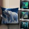 Polar Bear Cute Cushion Cover Natural Linen Organic Fabric Double-Sided Printing Sofa Home Decor Gift Pillow Case