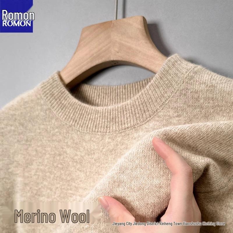 Men's High Neck Double Roll Wool Sweater - Soft, Warm, Solid Color, Close-Fitting Base Layer, Trendy Knitted Design