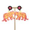 Retro Hip-Hop Multicolor Acrylic Tiger Stud Earrings