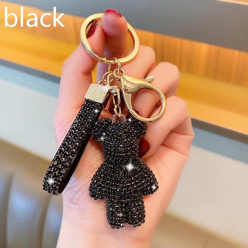High Quality Animal Rhinestone Keychain Belt Car Key Box Pendant Luxury Rhinestone Bear Bag Keychain Women Bag Pendant Girl