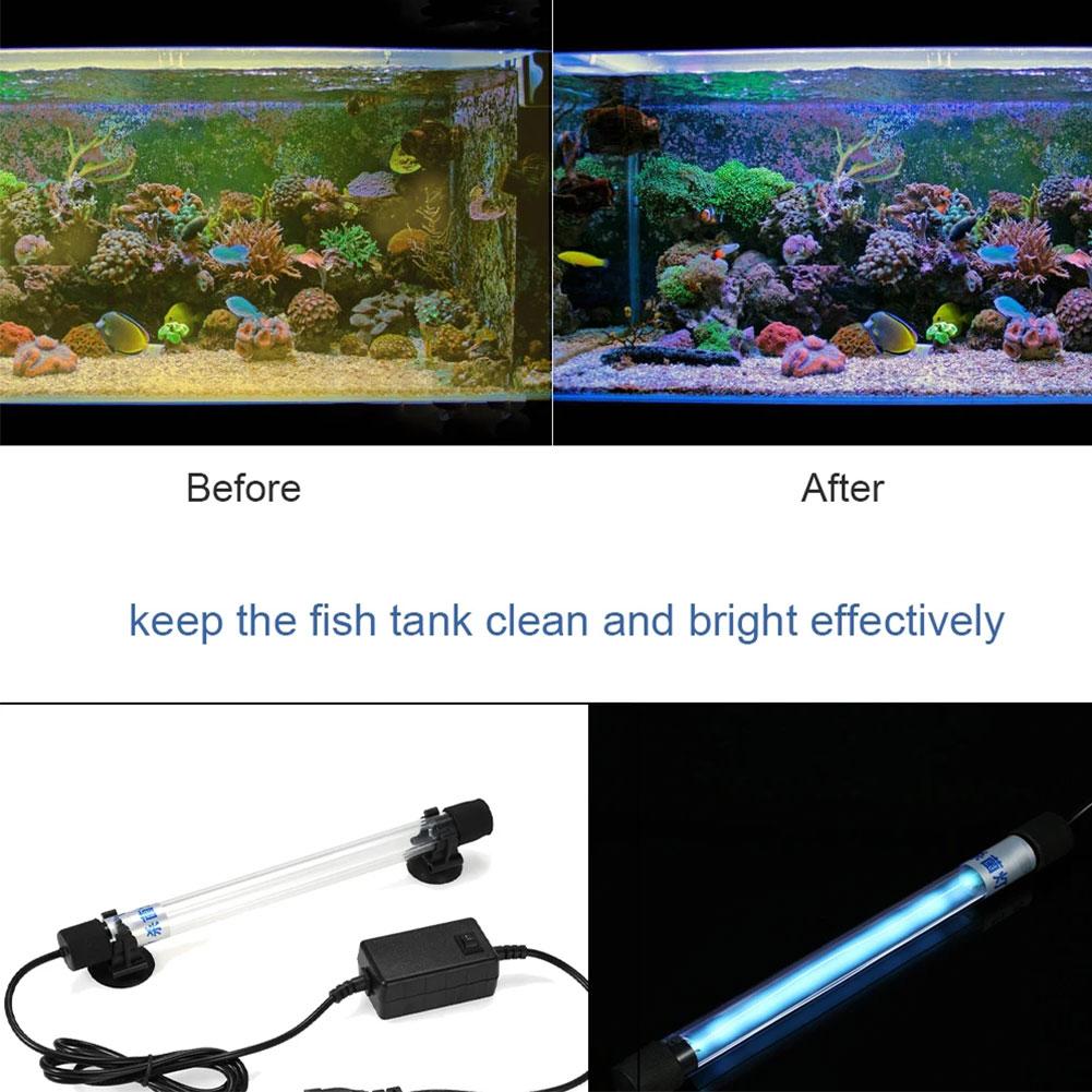 Fish Tank UV Light Sterilization Lamp Submersible Ultraviolet Sterilizer Water For Aquarium Dis D2Y9
