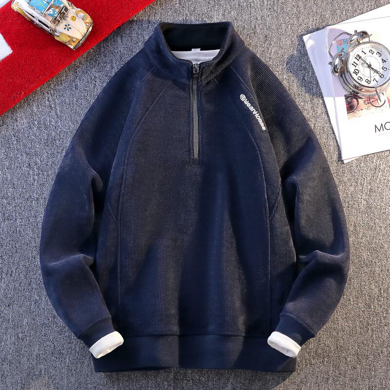 Men's Fleece-Lined Stand-Up Collar Sweatshirt