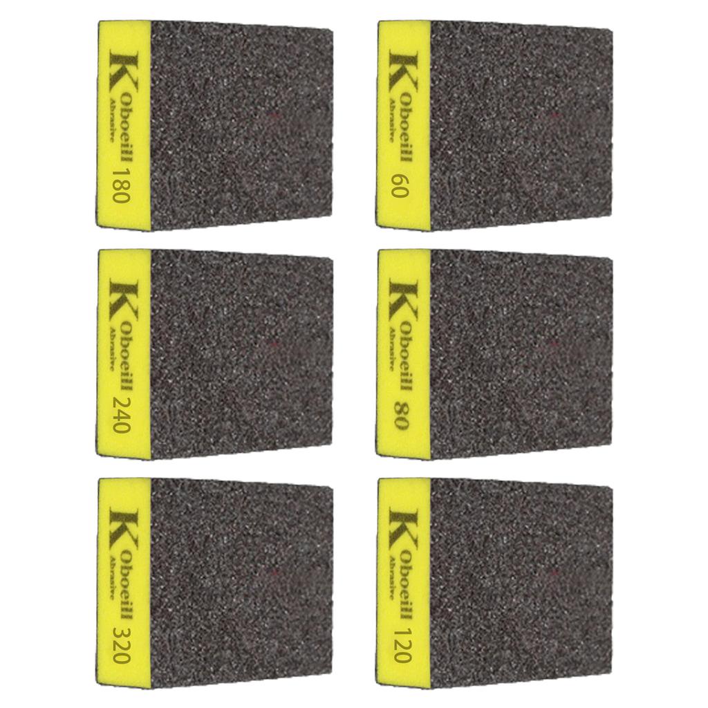 Reusable 4 Side Sanding Block 6Pcs Multiple Surfaces Grit Sander Sponge for Wood Polish Rust Removal Crafting