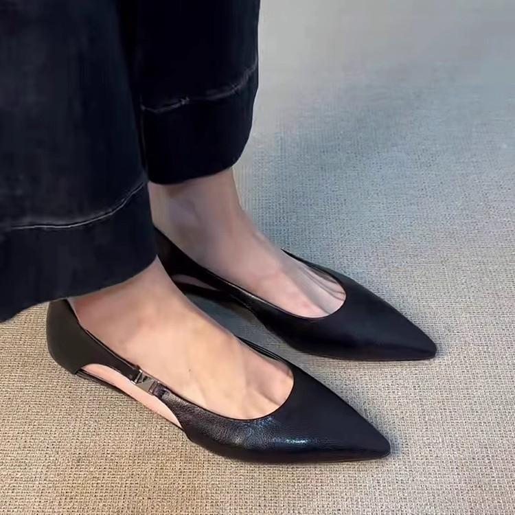 Sheepskin Version~ Hollow Flat Heel Pointed Hollow Small Single Shoes for Women's Spring and Summer New Shallow Mouth Beautiful High-end Single Shoes