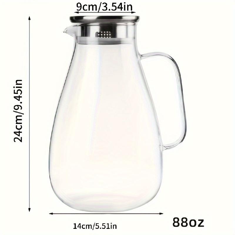 

Кувшин из высокоборосиликатного стекла 1800 мл - 2600 мл, термостойкий, современный кувшин для воды, для чая, сока, для холодильника 2600ml белый