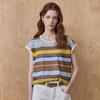 Multi Color Stripe Cap Sleeve Knit Ze06qk010na