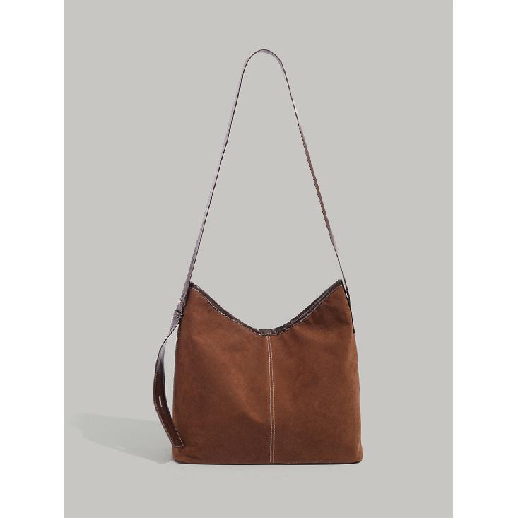 

Women s Bag New Autumn and Winter Frosted Underarm Bag Large Capacity Retro Bucket Bag High-Grade One-Shoulder Crossbody Bag Fashion коричневий