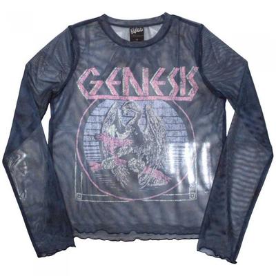 Womens/Ladies Bird Hand Mesh Long-Sleeved Crop Top