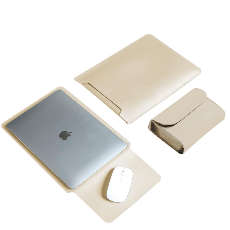 

Ryo YXL Laptop Sleeve Fits up to Includes Power Supply Pouch and Mouse and Fits Tablet Beige Case, 13.3-inch Laptops, Pad, Slim, Shockproof, PCs,