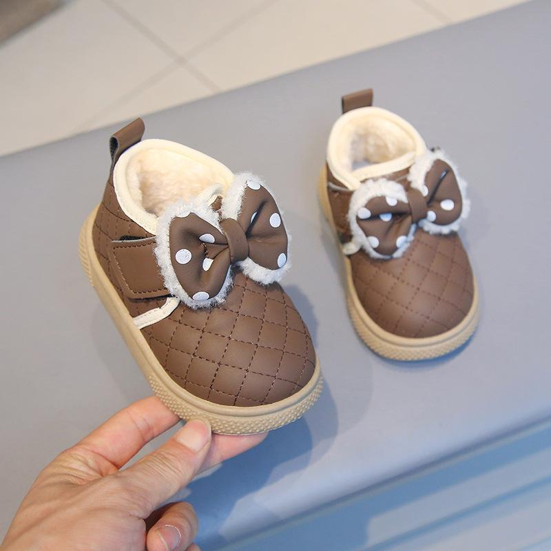 Winter Cotton Shoes Toddler Shoes Soft Sole Small Sole Shoes Princess Wind Velvet Thickened Waterproof Children's Shoes Baby Girl Shoes
