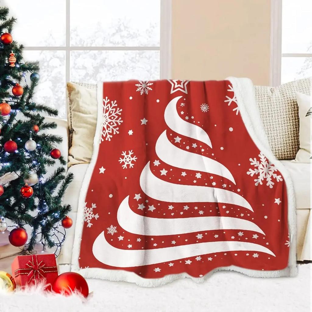Weihnachten Christmas Rentier Überwurfdecke Doppellagig Verdicken Flauschig Weich Fleece Flanell Weihnachtsmann Schneemann Decke Heim Geschenk