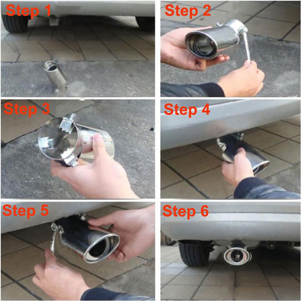 1PC Universal Stainless Steel Exhaust Tip Decorative Muffler Tail Pipe, Clamp-On Car Exhaust Muffler Tip for Vehicle Modification
