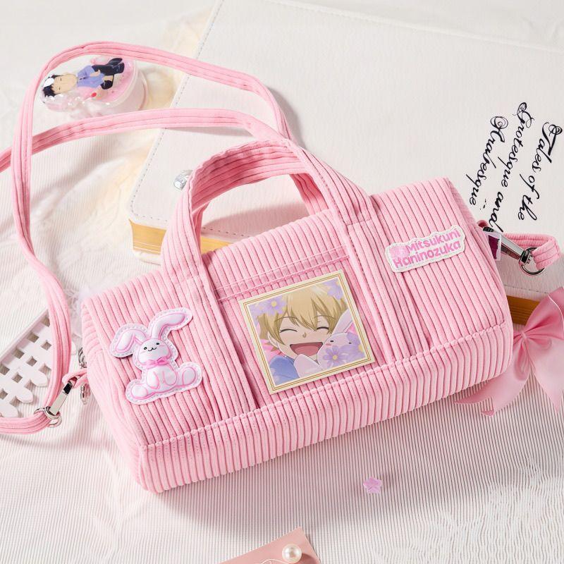 Anime Style Plush Messenger Bag Student Portable Stationery Pouch Creative Gift For Friends