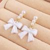 LATS Red Black Bowtie Earrings for Women Girls Simulated Pearl Cloth Bow Tie Earrings Jewelry Ear Accessories Beautiful Gifts