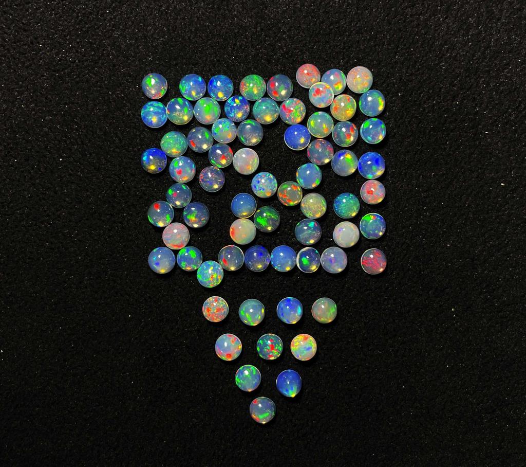Natural Excellent Quality Ethiopian Opal Round Cabochon Loose Gemstone Lot 25 Pcs 4 MM Opal Cabochon Gemstone For Jewelry Making