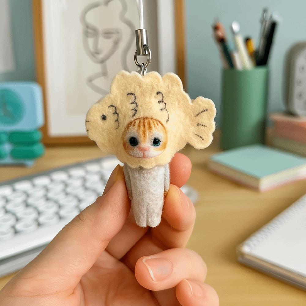 Material Package Cockroach Cat Keychain Material Dorayaki Cat Pendant Material  Daily Use