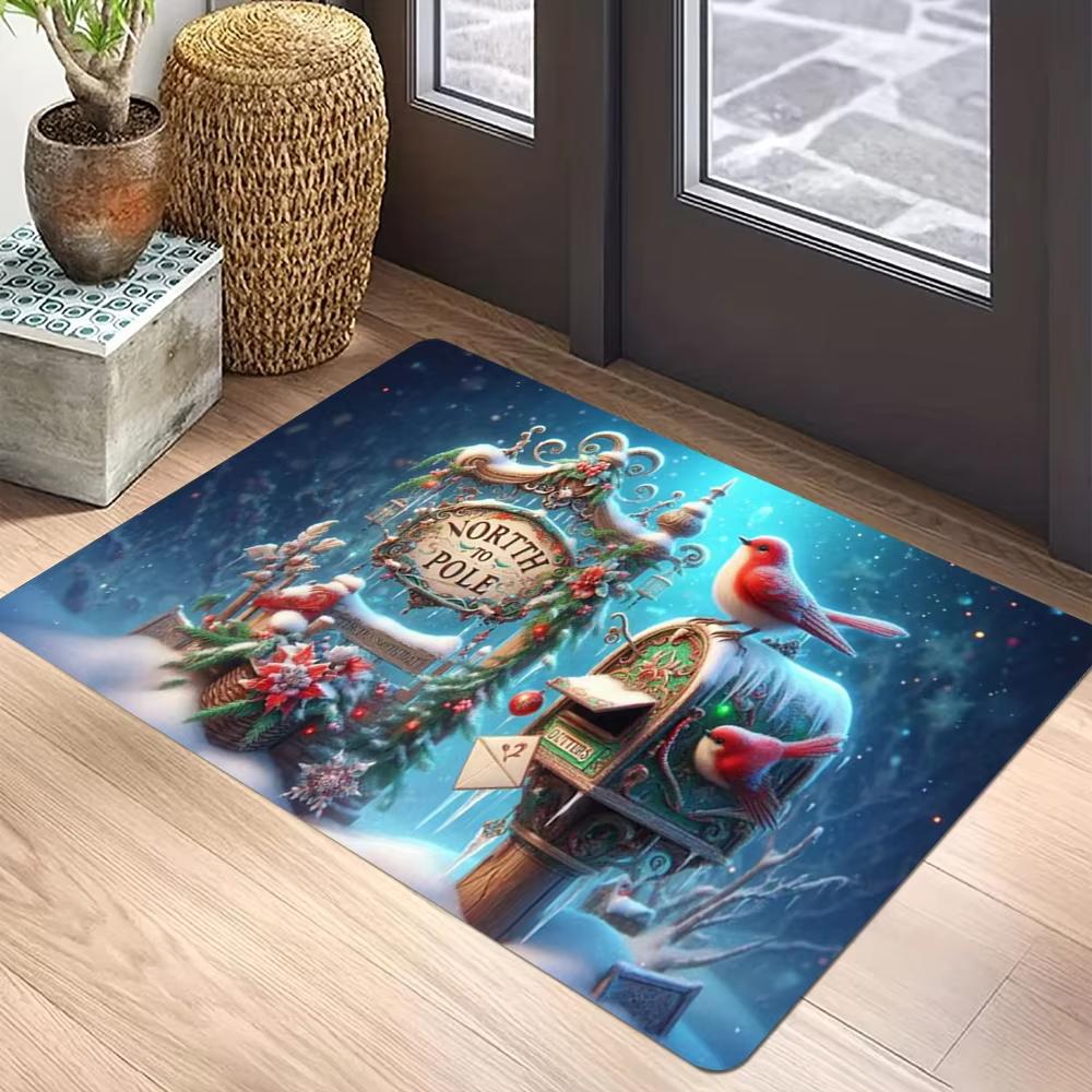 Christmas-Themed Carpet, Winter Snowman Floor Mat For Indoor And Outdoor Entrance, Home Decoration Accessory