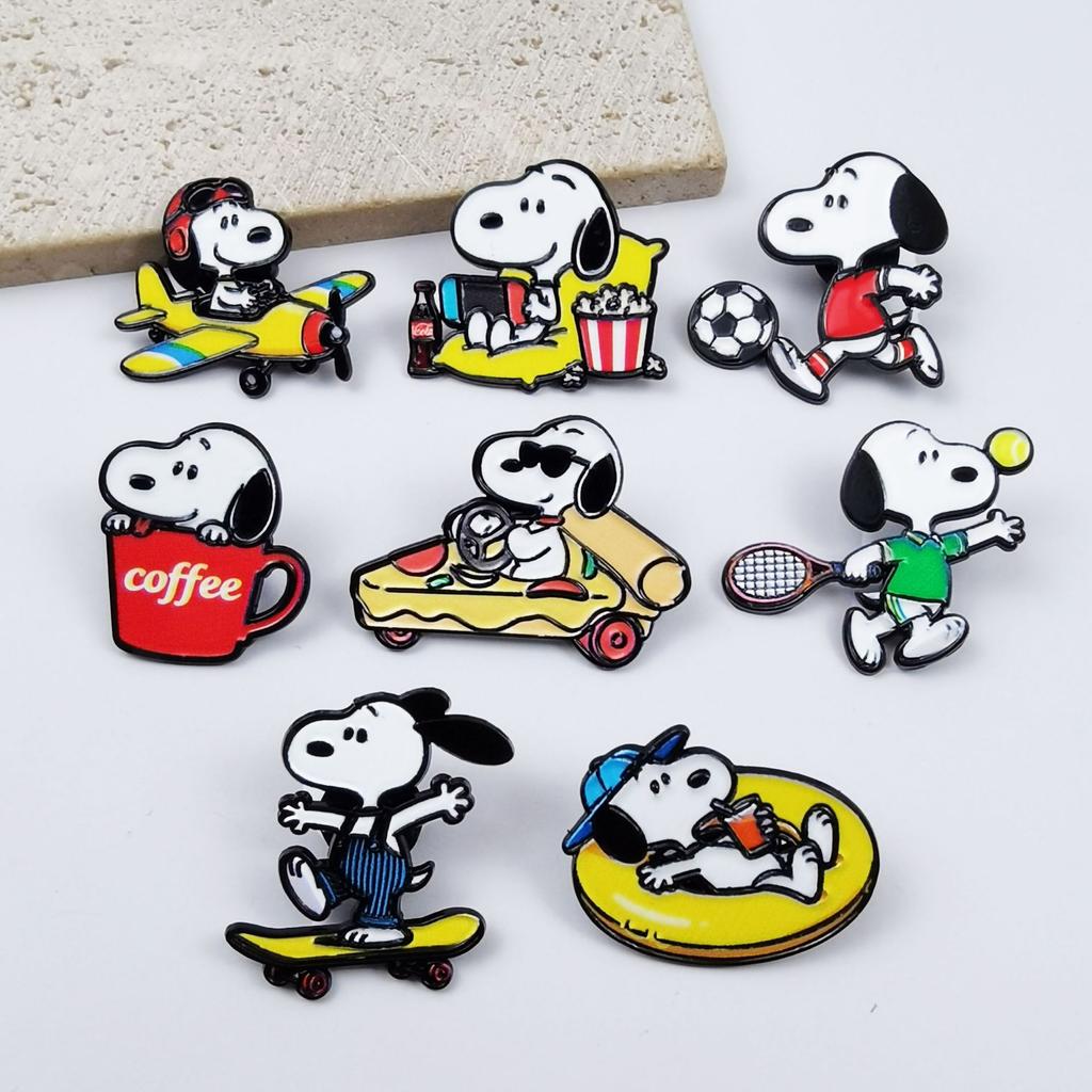 HOT 8pcs Cartoon White Puppy Dogs Enameled Brooches Cute Animal Lapel Pins Fashion Jewelry Accessories Set Present for Friends