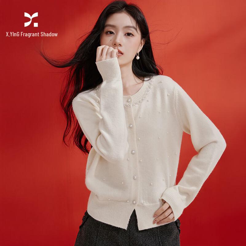 Women s Elegant Beaded Knit Cardigan L