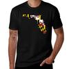 Florida outline Maryland flag TShirt Everyday Wear Basic Short Sleeve Top
