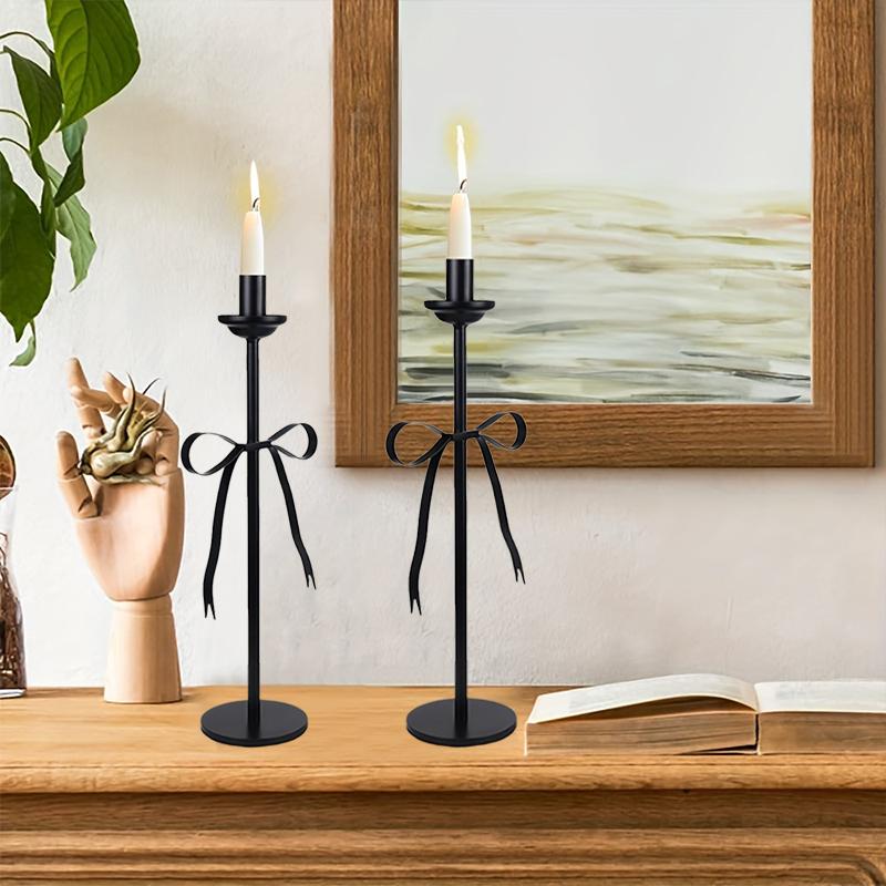 Iron Art European Style Living Room Candle Holder Desktop Ornaments Black Chic Candlestick Decorative Home Decoration