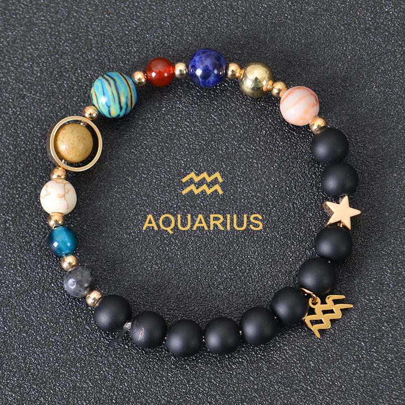 Eight major planets and twelve zodiac signs bracelet, frosted stone, bead bracelet, planets, Christmas gift, Stocking stuffers