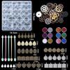 Resin Molds Silicone Kit with Epoxy Resin Supplies Dried Flowers Earring Hooks Foil Flakes Necklace Cord  for DIY Jewelry Making