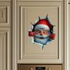 3D Christmas Wall Stickers Cartoon Santa Claus Break-Through Wall Decal Vinyl Removable Holiday Decoration Home Living Spaces