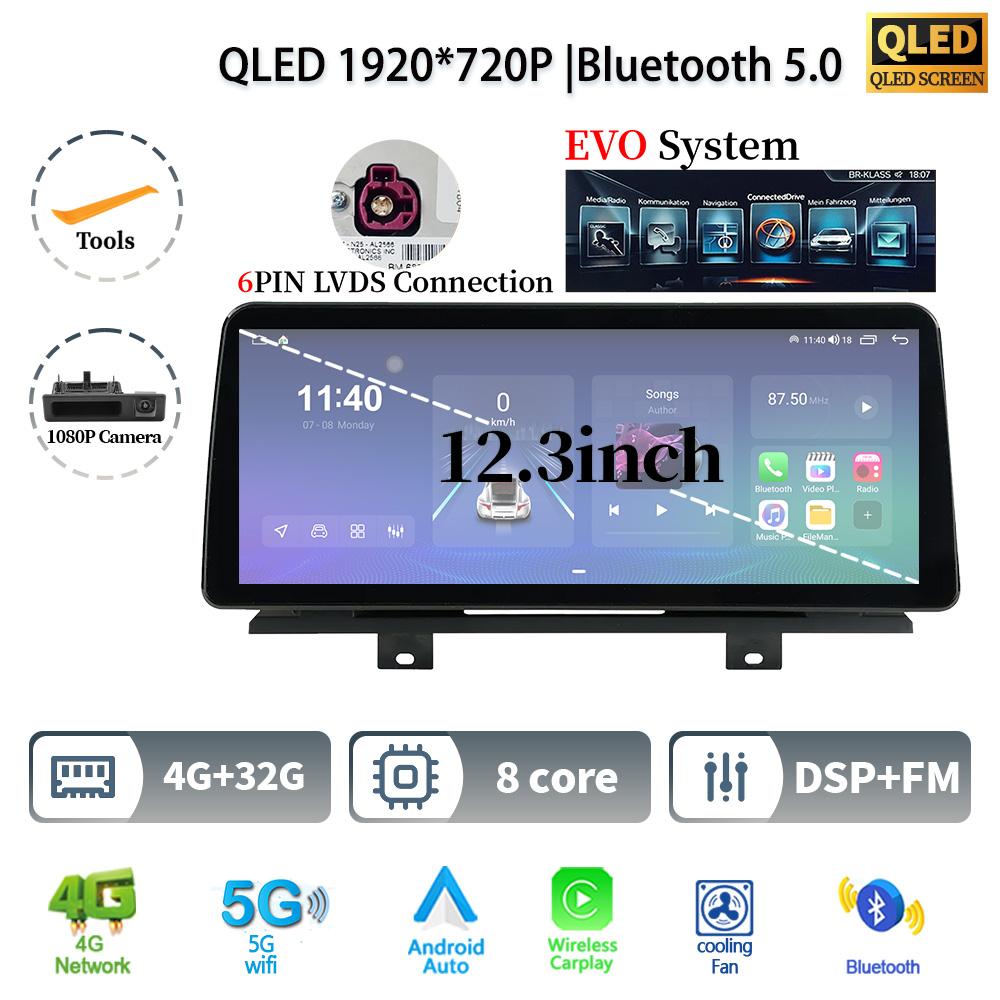 12.3" For BMW X3 G01 X4 G02 2018-2022 Android 14 Car Radio Multimedia Stereo 4G GPS Navigation WIFI Wireless BT CarPlay Screen