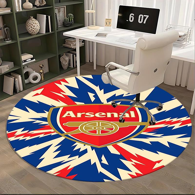 Arsenal Football Club Crest,Soccer Badge Chair Mat Round Rug-Office Carpet, Machine Washable, Non-slip, Suitable for Living Rooms, Bedrooms,