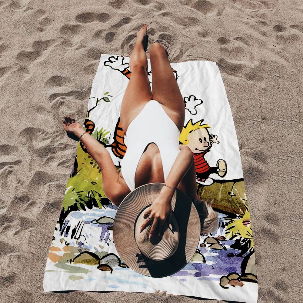 C-Calvin And Hobbes Microfiber Beach Towel Absorbent Quick dry Soft Yoga Swimming Resort Mountain Climbing Towel