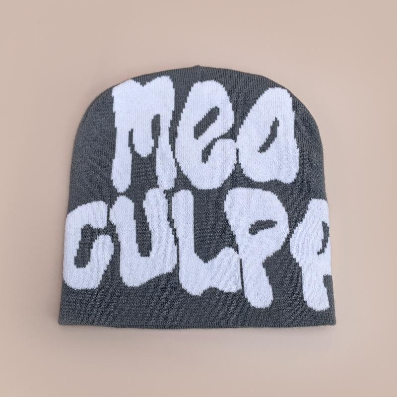 Cross-Border Wind Letter Jacquard Knitted Hat For Men And Women, Warm Contrasting Color, Hip-Hop Street Pullover Hat
