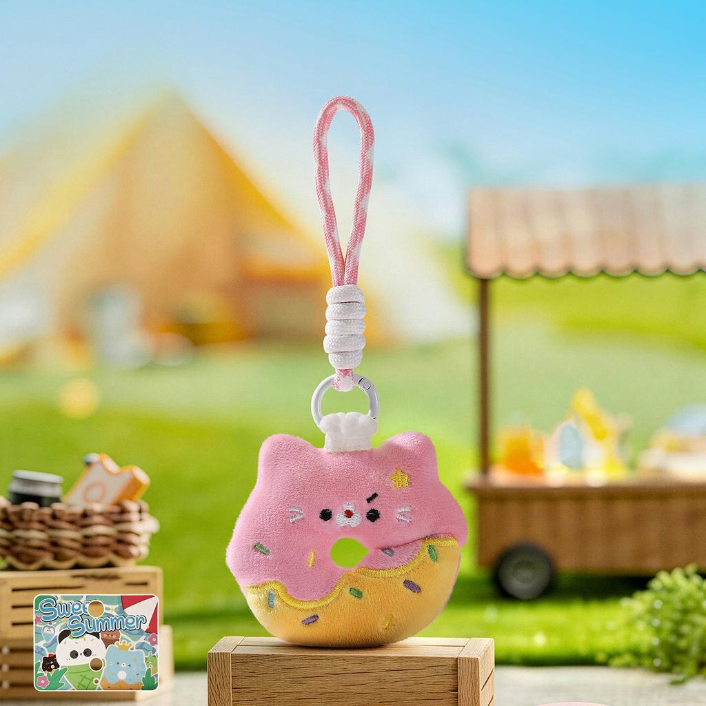 Cute Cat Doughnut Plush Pendant Girlie Bag Charm Cartoon Doll Keychain Soft And Cute Doll Accessory Niche Healing Gift