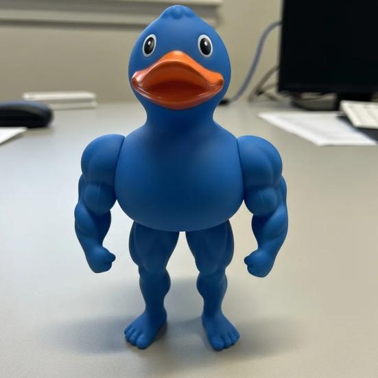 Muscle Duck Figurine The Gym Bro of The Duck World 3D Printed Muscular Duck Statue Gift for Fitness Lovers Protein Powder Hoarders