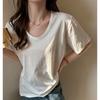 Spring and Summer New Short-sleeved T-shirt Women's White V-neck Loose Casual Korean Versatile Basic Bottoming Shirt Top