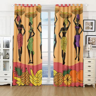 Luxury Kenya Nature African Woman Man Kitchen Curtains for Living Room Bedroom Curtains Drapes Home Decor 2Pcs Free Shipping