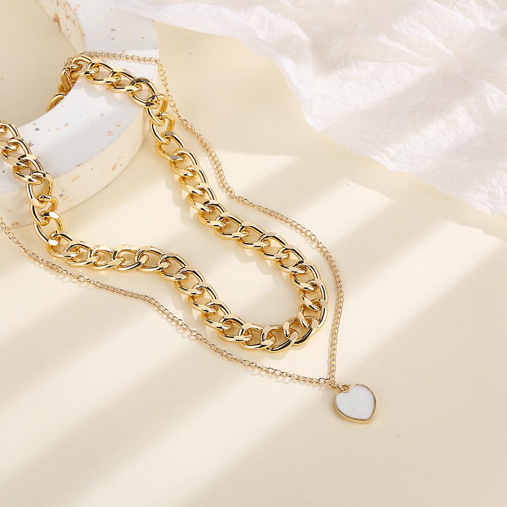 C015 Панк-цепочка на ключицы Нишевый дизайн Жемчужное сердце-ожерелье для женщин Модная цепочка на свитер Ювелирные изделия