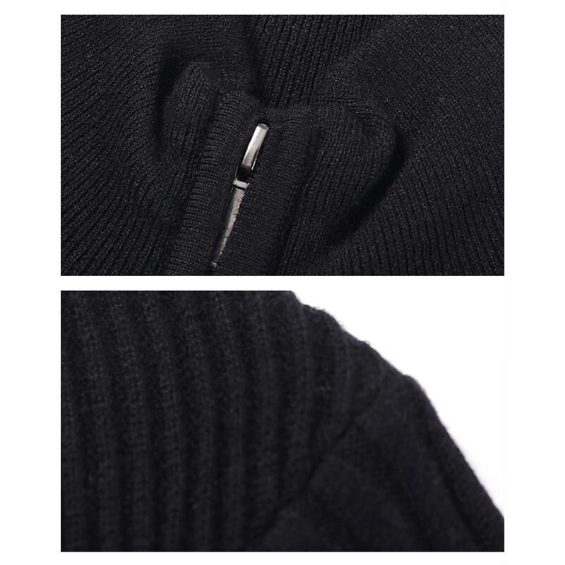 Hengyuanxiang Men's Zipper Mock Neck Warm Wool Sweater