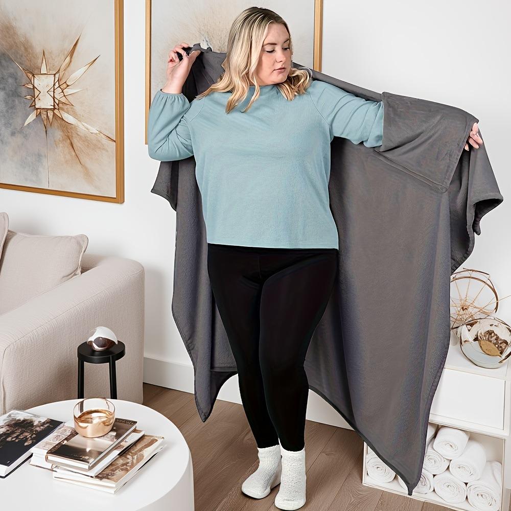 Cloak Flannel Winter Wearable Blanket Warm Plush Sofa Throw Blanket Thickened Washable TV Blanket For Adult