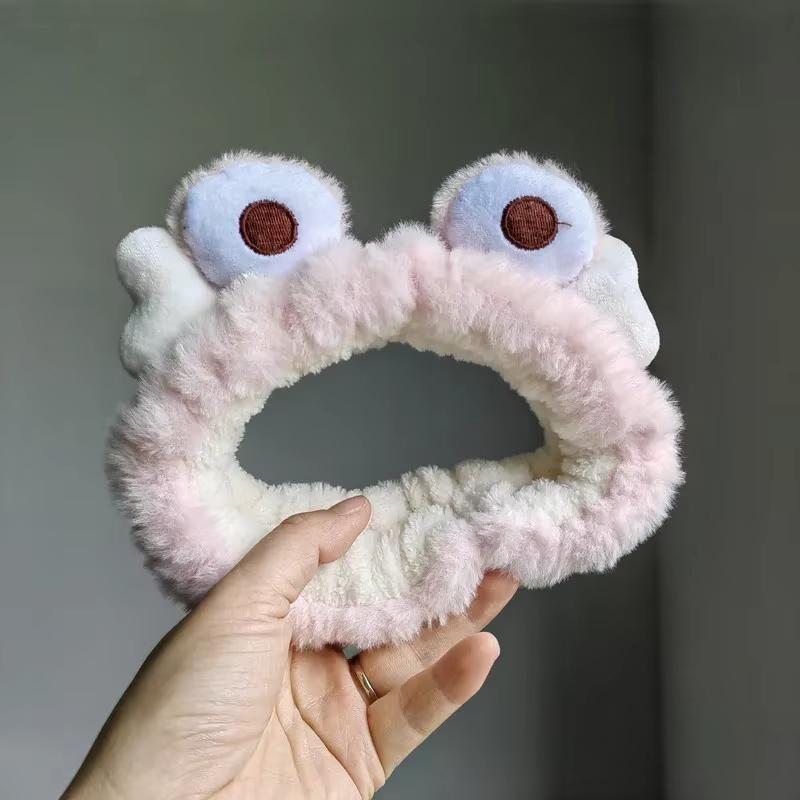 Lady Frisch und Niedlich Gesicht Haarband Netzrot Cartoon Lustig Plüsch Stirnband Kleiner Frosch Haarschmuck