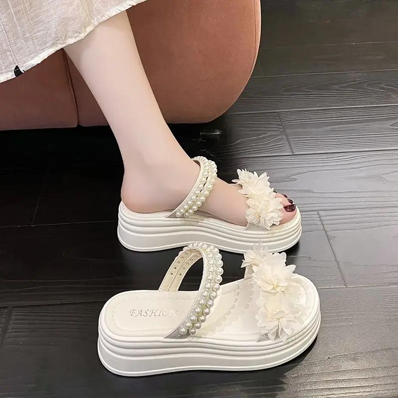 Fashion Sandal Beach Flowers Sandals for Women Wholesale Comfortable and Elegant Woman Shoes Original Luxury Summer 2025 Daily On Sale