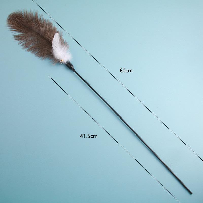 Ostrich Feather Cat Teaser Toy with Bell - Boredom Relief Handheld Rod