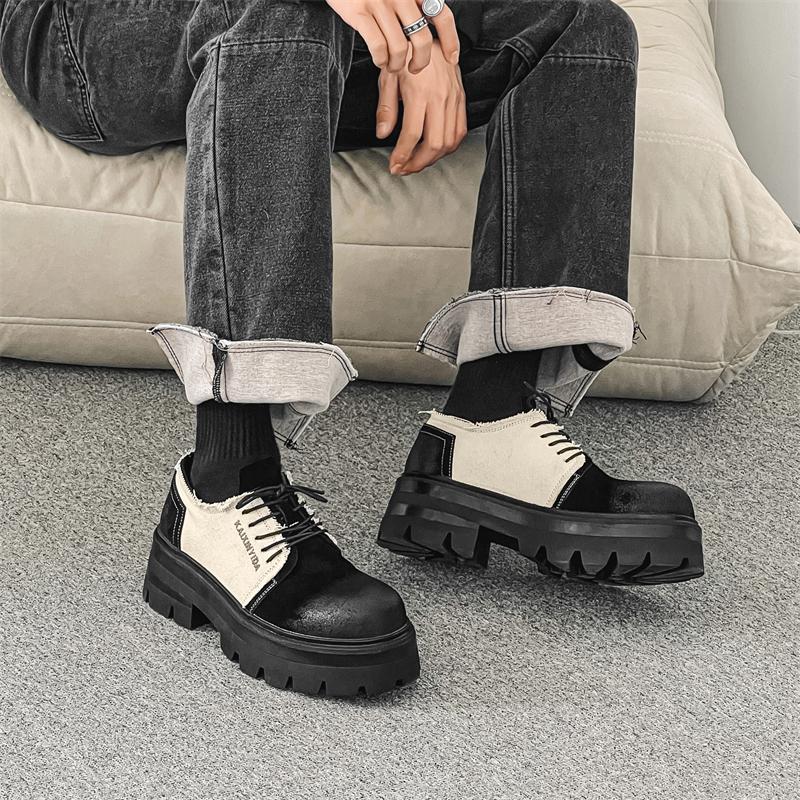 Fashion Genuine leather men's shoes Trendy designer style Youth Outdoor Fashion Party Walking daily office thick soled quality shoes