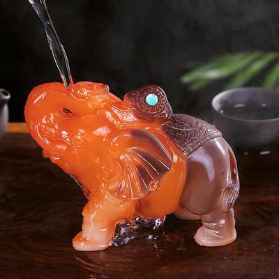 Resin Handcrafted Gift Color Change TeaPet Chinese Tea Set Kungfu Tea Pet Lucky Elephant Feng Shui Decoration Tea Room Ornament