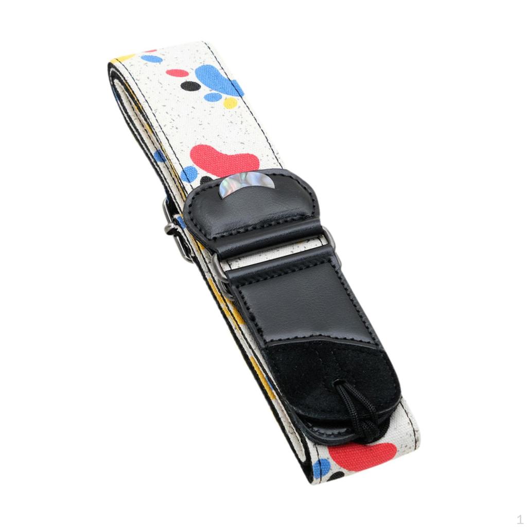 Acoustic Guitar Strap Adjustable Length with 2 Picks and Lanyard Breathable Shoulder